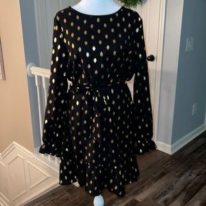 Black & Gold polka dot dress